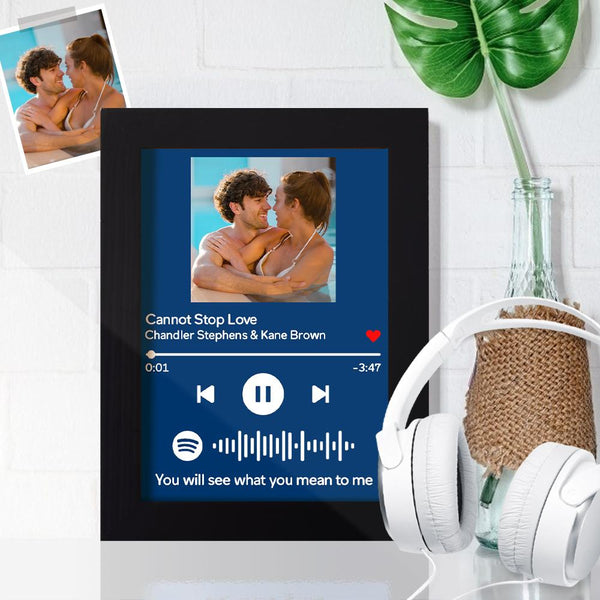 Custom Spotify Frame Song Frame Personalized Blue Music Plaque Code Painting Wall Decoration With Wood Frame (7"&10")