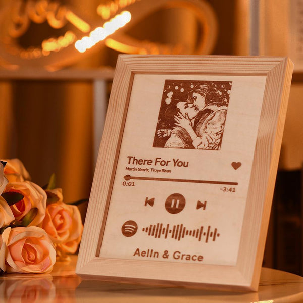 Spotify Wooden Frame Christmas Gifts Custom Spotify Code Music Frame Engraved Wooden Frame Gift for lovers
