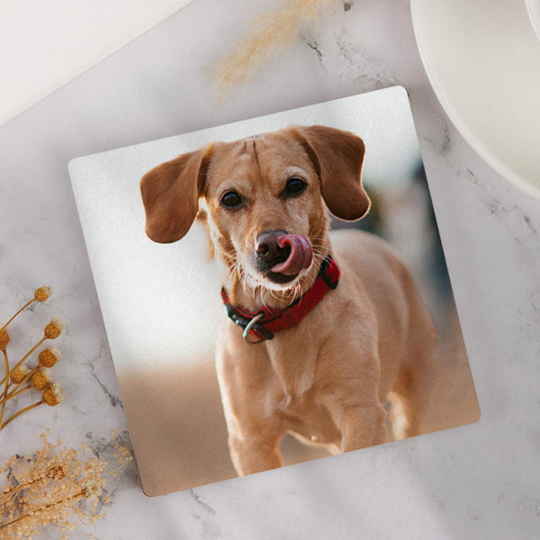 Custom Square Photo Coaster Cute Dog