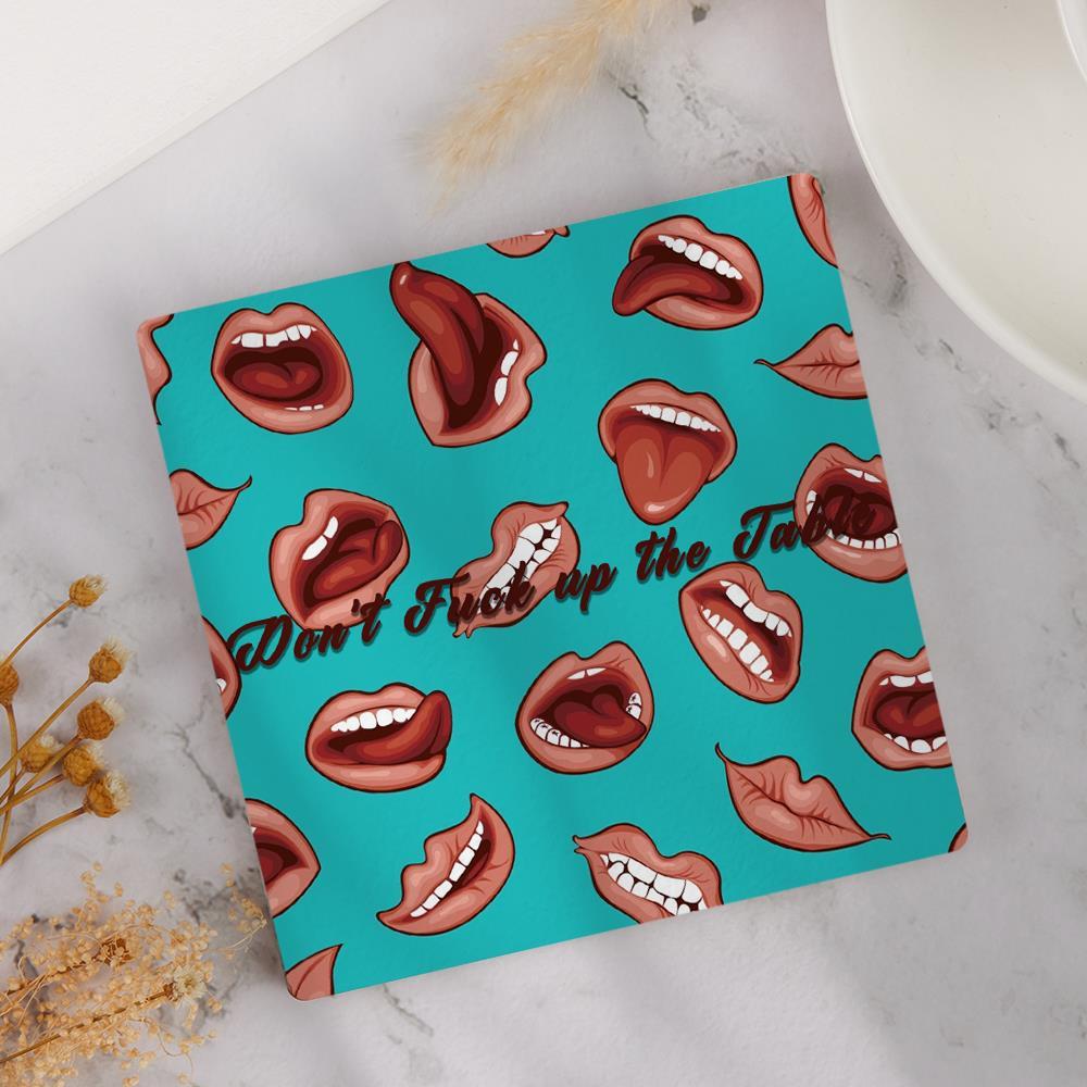 Custom Engraved Coaster Square Coaster Lips Gift For Friends
