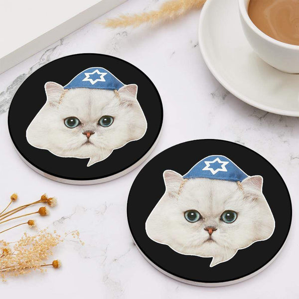 Personalized Face Coaster Round Coaster Cute Cats