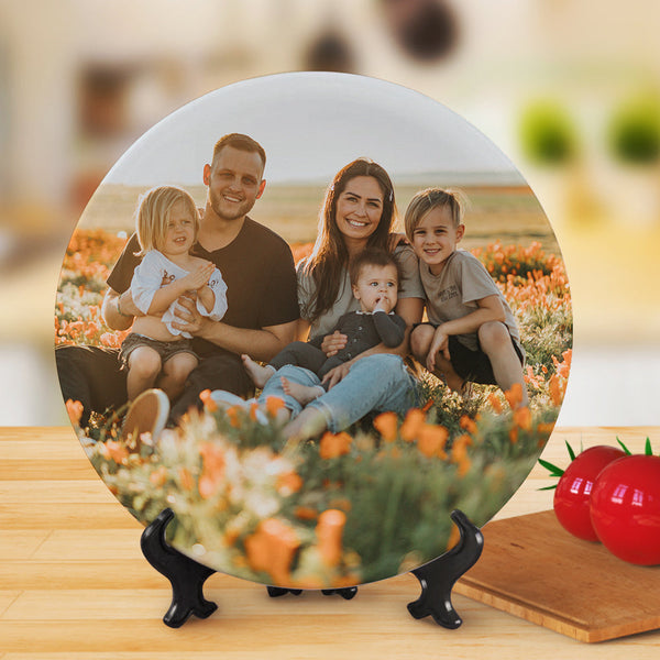 Mother's Day Gifts Personalized Dinner Plate Custom Photo Ceramics Dinner Plate Tableware Gifts for Family