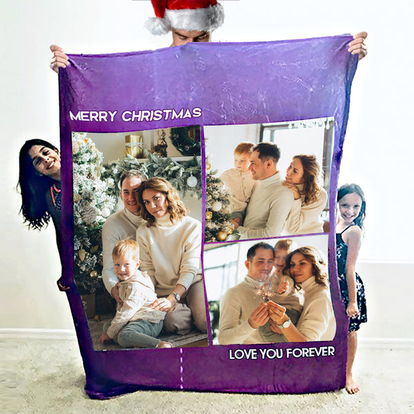 Christmas Gifts Custom Photo Blankets Personalized Blankets With Couple Custom Collage Blankets With 3 Photos Birthday Gifts