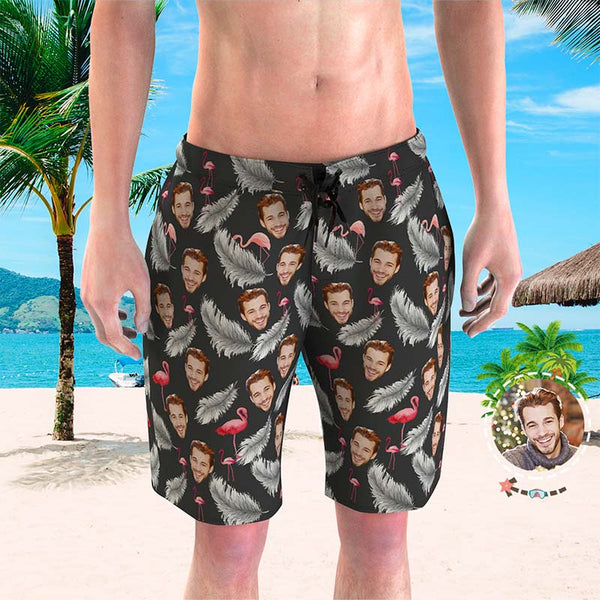 Custom Face Swim Trunks Mens Swim Trunks with Pictures - Feather & Flamingo