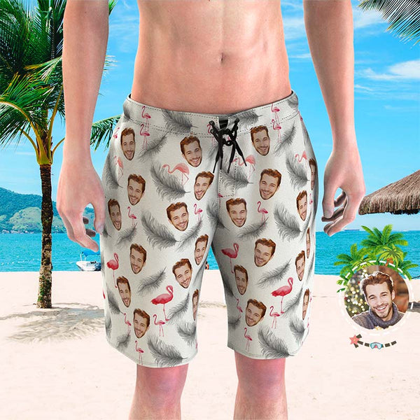 Custom Face Swim Trunks Mens Swim Trunks with Pictures - Feather