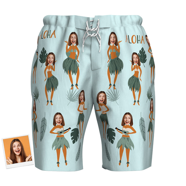 Custom Photo Face Beach Trunk Shorts Funny Summer Gifts - Myphotomugs