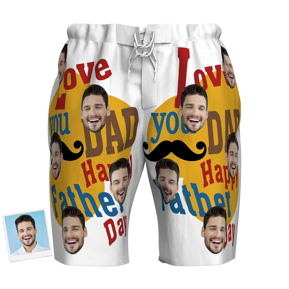 Custom Face Beach Shorts Love Dad Commemorative Gifts - Myphotomugs