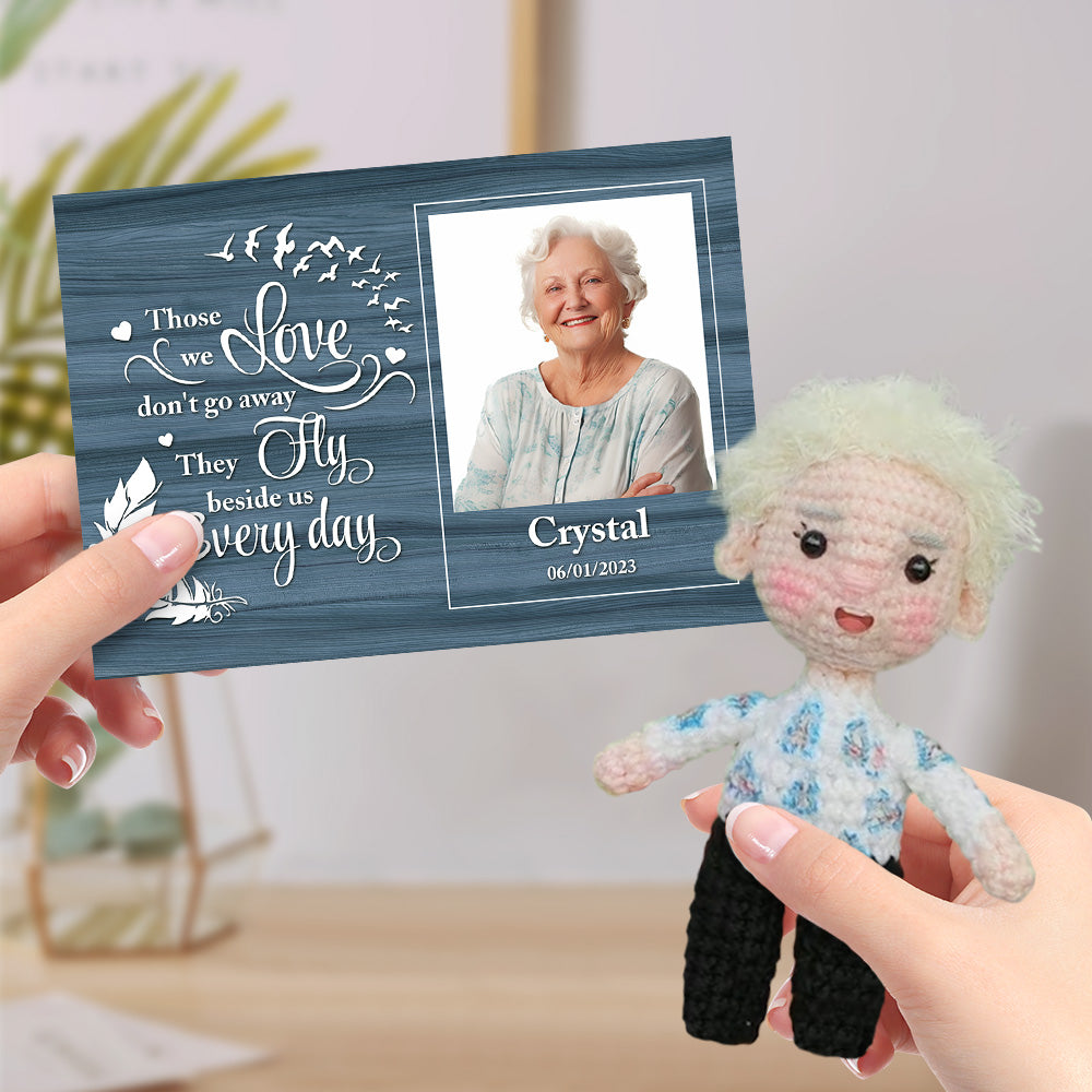 Personalized Crochet Doll Gifts Handmade Mini Look alike Dolls with Custom Memorial Card for Kids and Adults - Myphotomugs