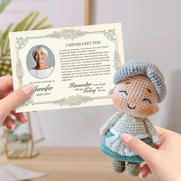 Custom Crochet Doll Handmade Dolls from Personalized Photo with Memorial Card Remember Your Loved One - Myphotomugs