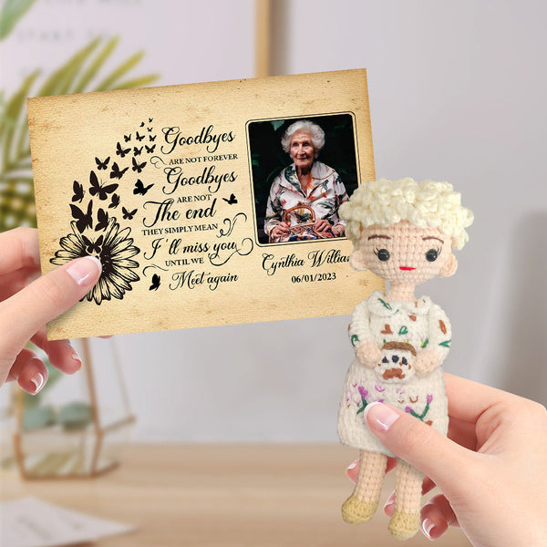 Custom Crochet Doll from Photo Gifts Handmade Look alike Dolls with Personalized Name Memorial Card - Myphotomugs