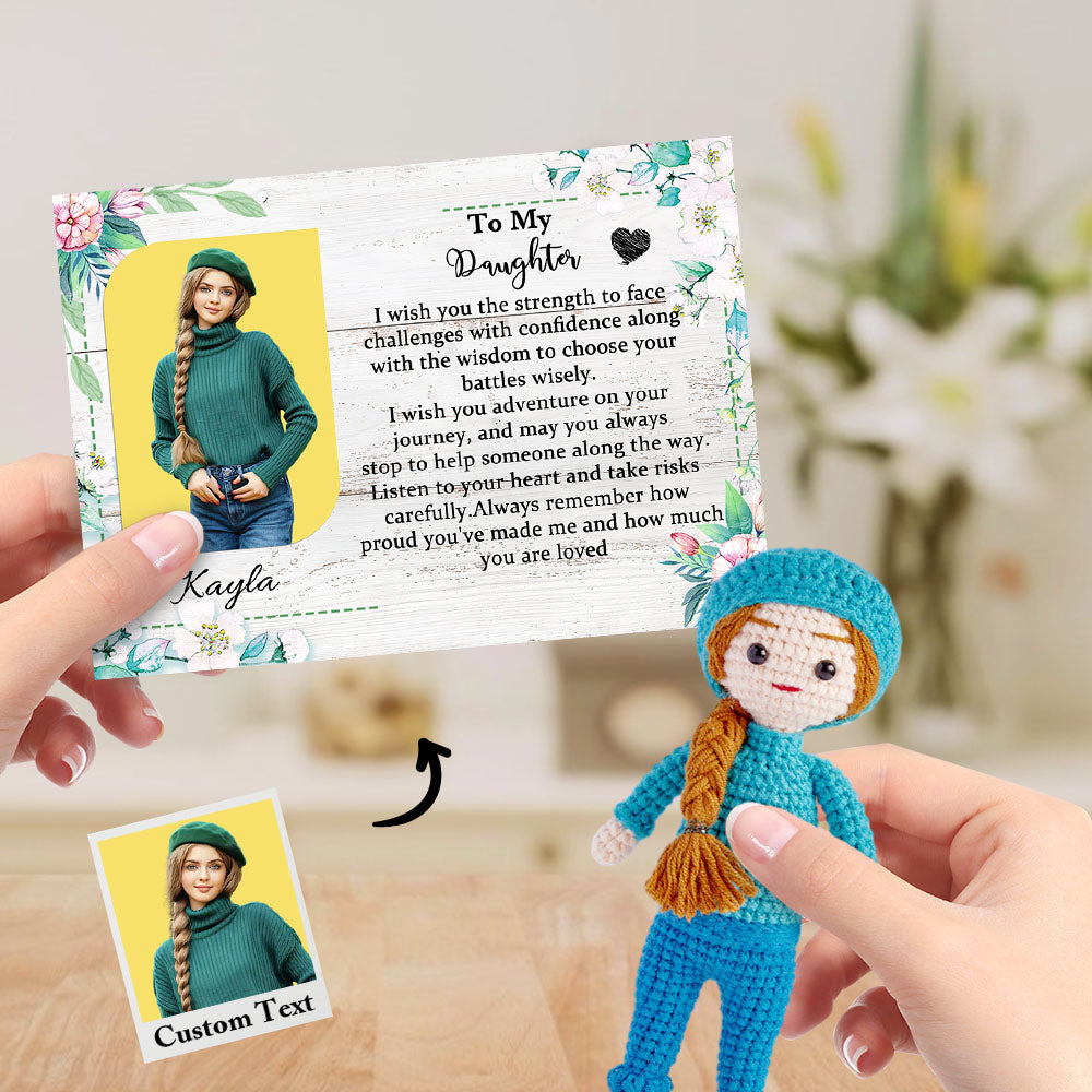 To My Daughter Custom Crochet Doll from Photo Handmade Look alike Dolls with Personalized Name Card Gifts for Her - Myphotomugs