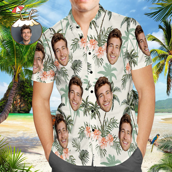 Gift for Dad Vintage Hawaiian Beach Shirts with Custom Photo & Print Button-Down Shirt