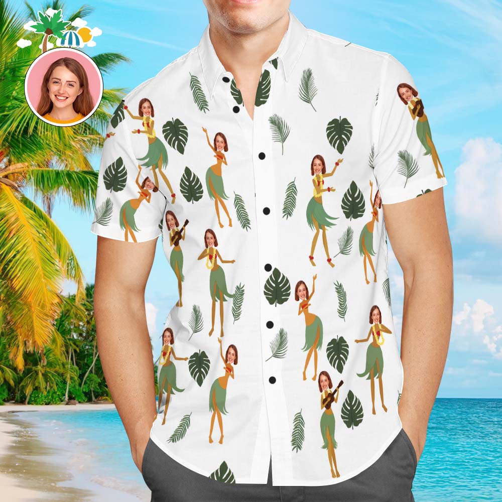 Custom Face Hawaiian Shirt Men's Popular All Over Print Shirt Beach Party Holiday Gift - Myphotomugs