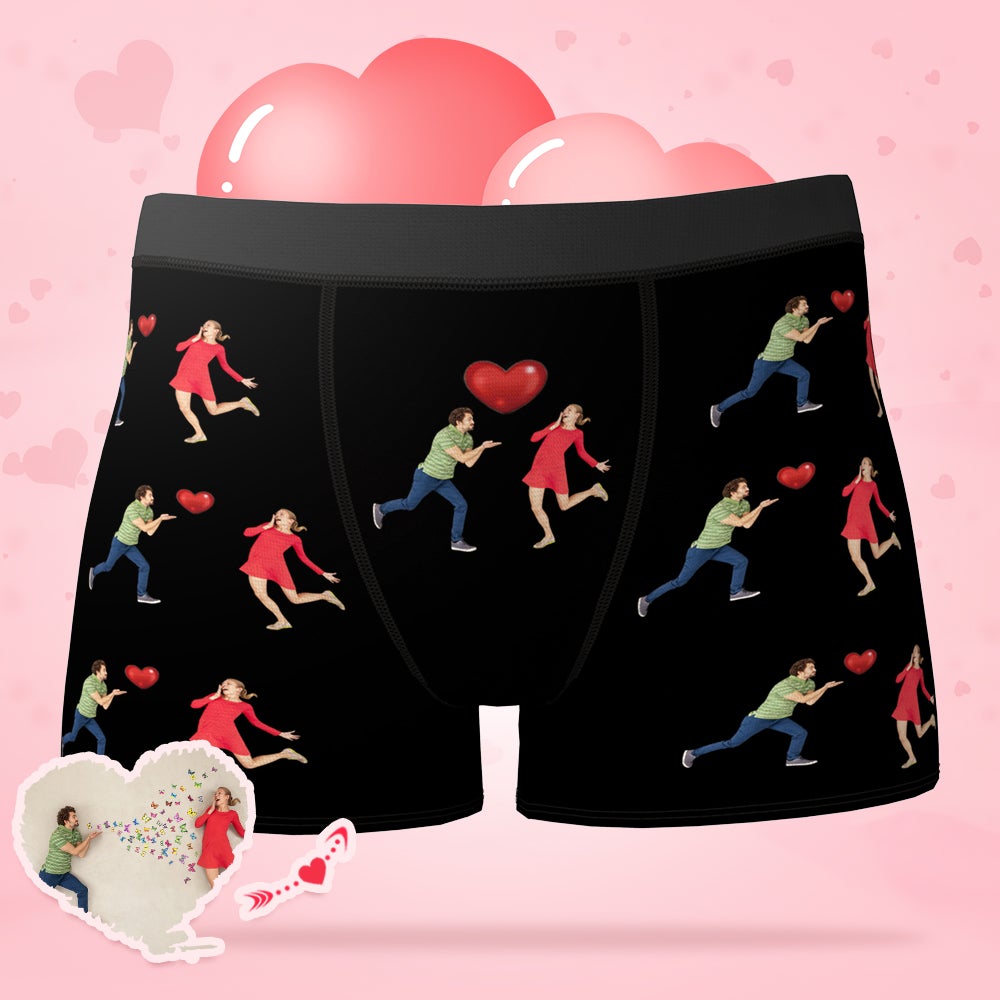 Custom Photo Boxer Couple Love Kiss Underwear Valentine's Day Gift - Men