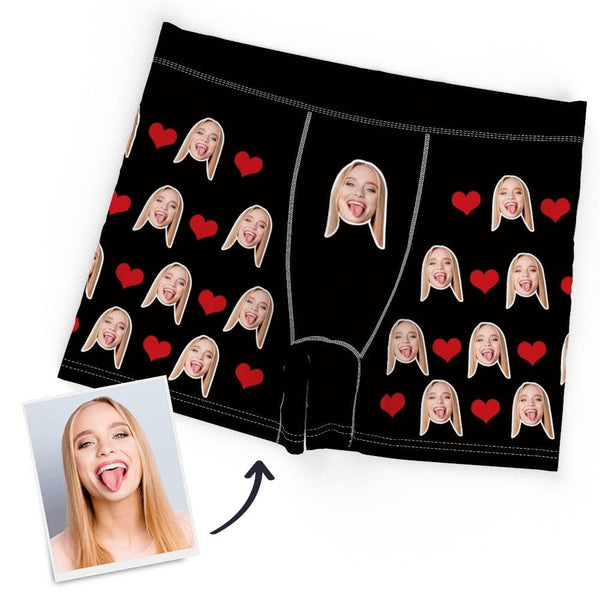 Valentine's Gifts Custom Personalized Face Heart Boxer Personalised Men's Briefs Sexy Gift