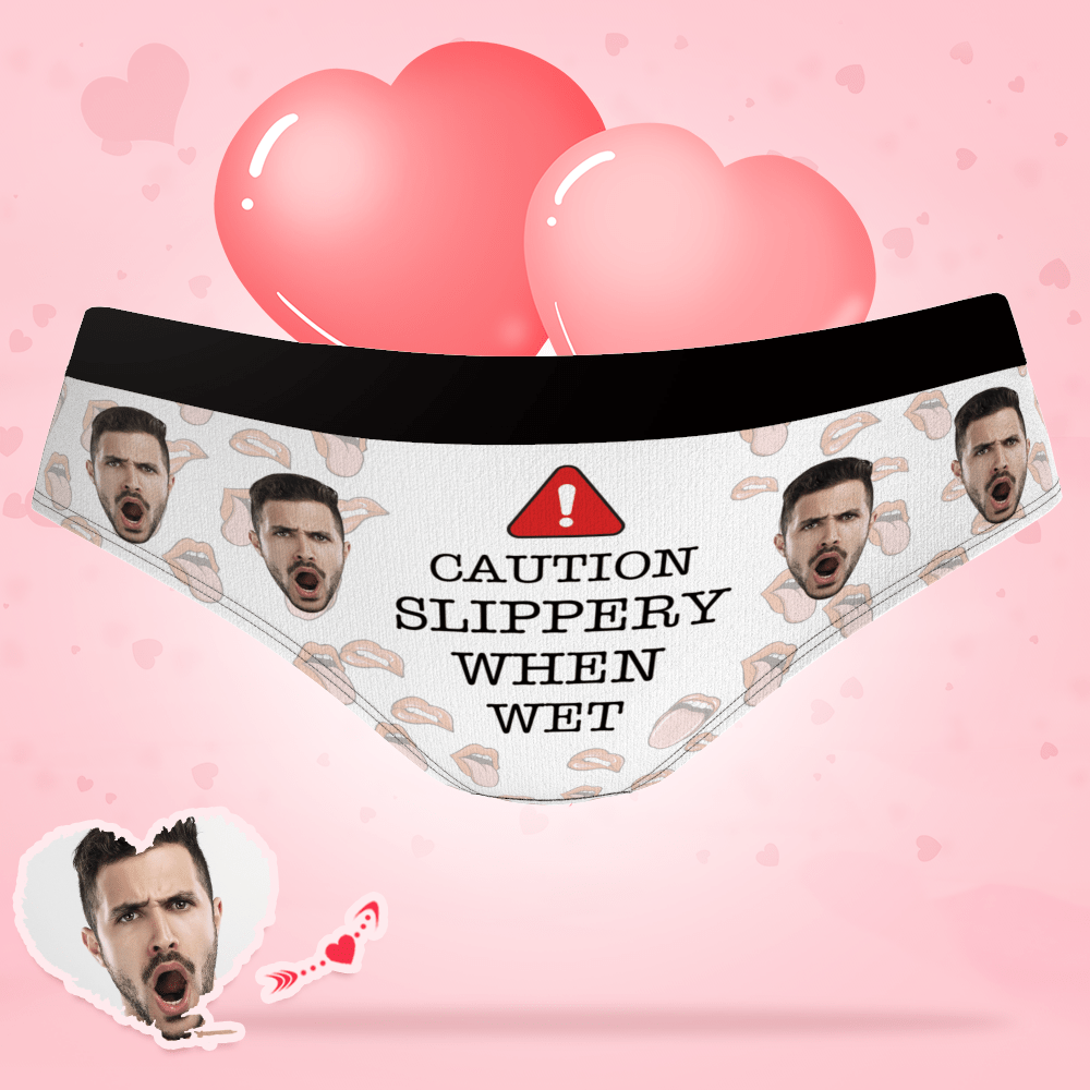 Valentine's Gifts Personalized Panties Gift for Girlfriend - "Caution Slippery When Wet"