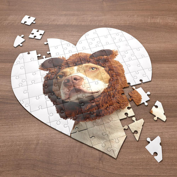 Valentine's Day Gifts Pet Photo Puzzle Personalized Heart Shaped Photo Puzzle