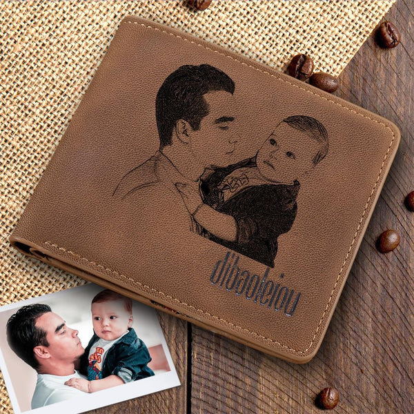 Valentine's Gifts Personalized Photo & Text Wallet Men's Custom Photo Wallet - Perfect Gift For Father