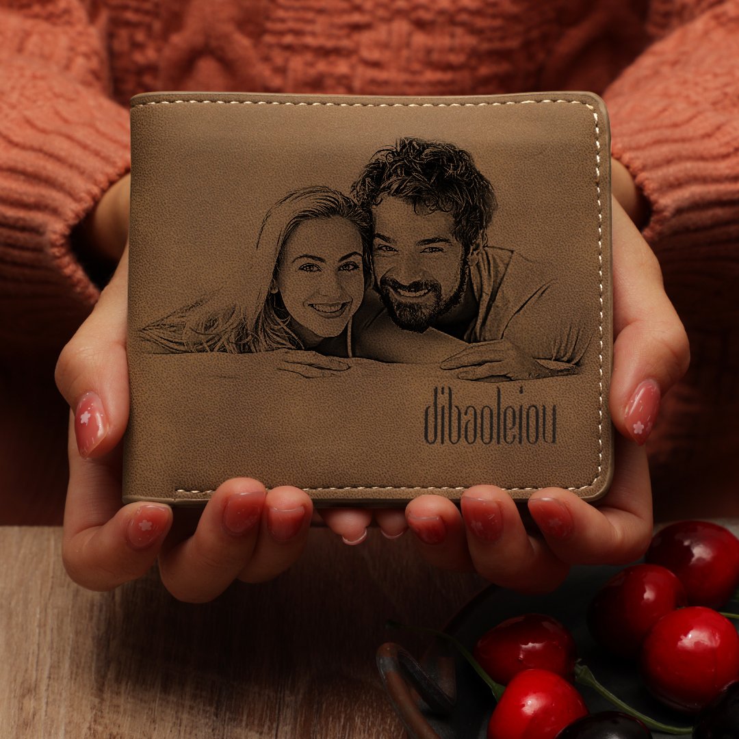 Anniversary Gifts Custom Photo Engraved Short Wallet Valentine's Gifts