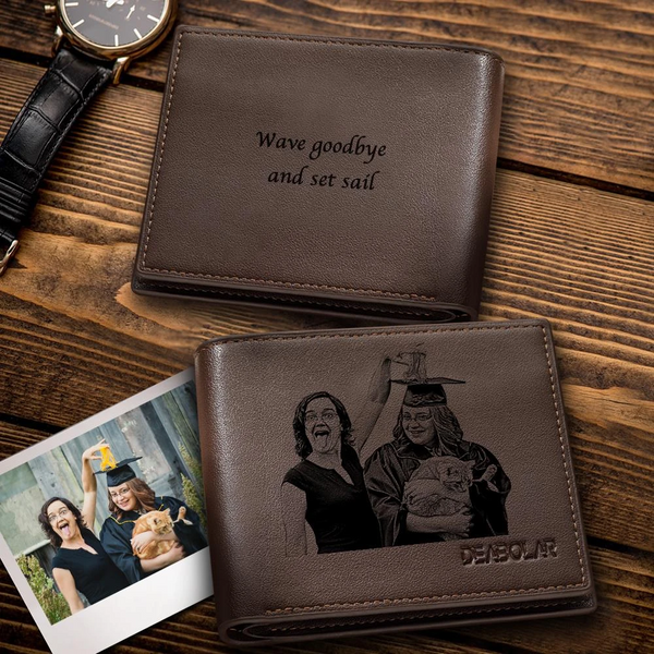 Valentine's Gifts Men's Custom Photo Engraved Wallet 2022 Graduation Gifts