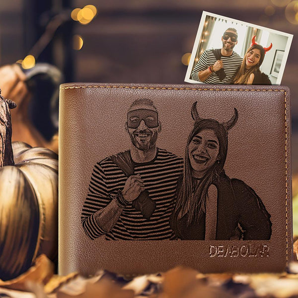 Valentine's Gifts Men's Trifold Custom Photo Wallet Halloween Gifts