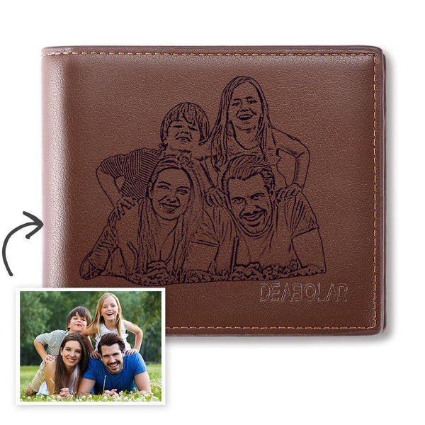 Men's Trifold Brown Custom Photo Wallet