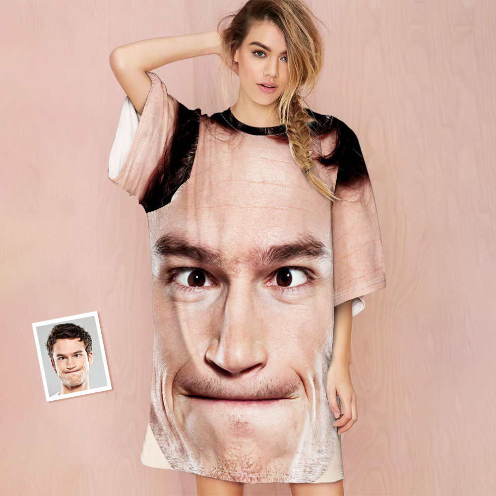 Custom Photo Face Nightdress Creative Spoof Man Face Funny Gifts - Myphotomugs