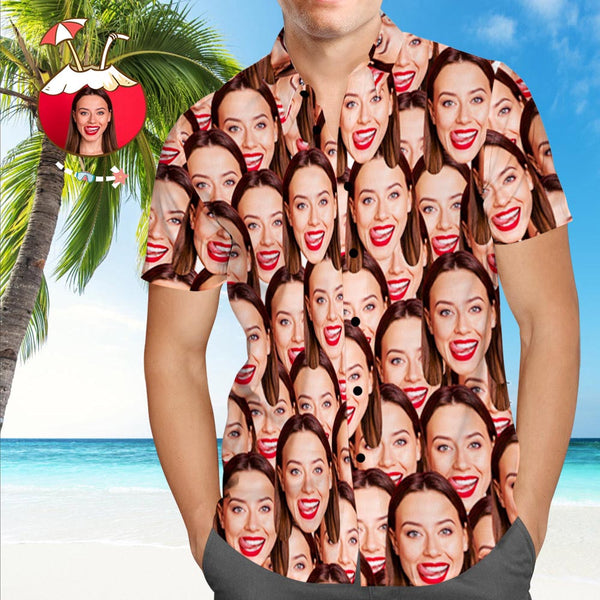 Shirt with Face Custom Girlfriend Face Men's All Over Print Hawaiian Shirt