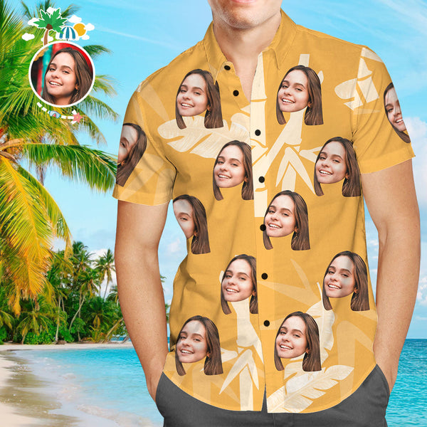 Custom Girlfriend Face Mango Men's All Over Print Hawaiian Shirt