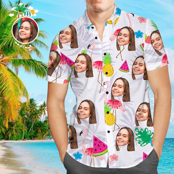 Custom Girlfriend Face Hawaiian Shirt Fruits Personalized Tee for Husband