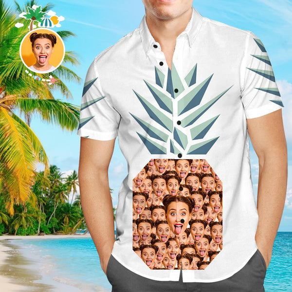 Custom Face Hawaiian Shirt Face Pineapple Personalized Tee for Husband