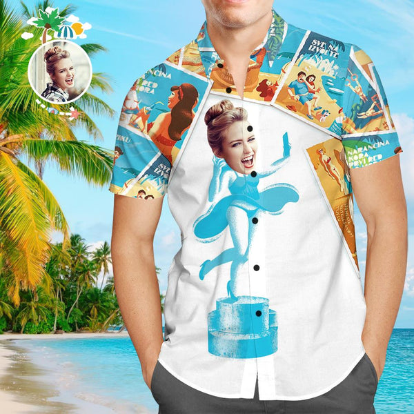 Custom Girlfriend Face Princess Men's All Over Print Hawaiian Shirt