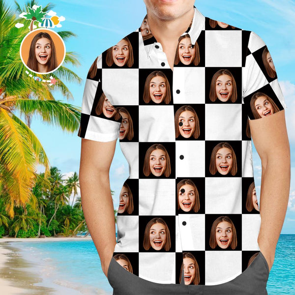 Custom Girlfriend Face Grid Men's All Over Print Hawaiian Shirt