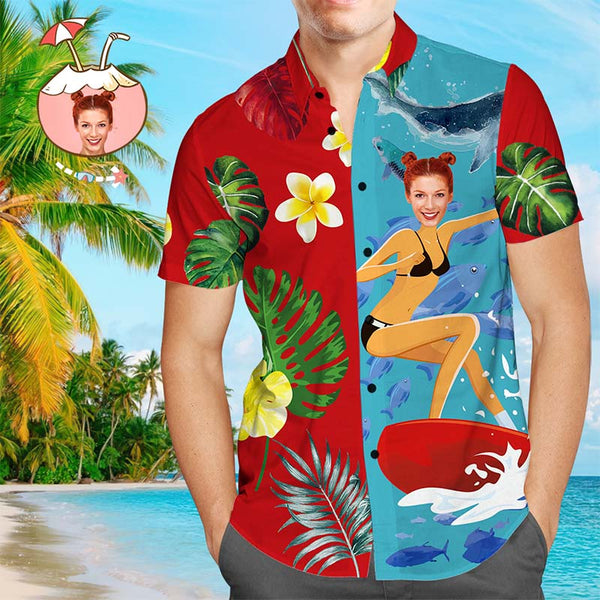 Custom Girlfriend Face Comic Men's All Over Print Hawaiian Shirt