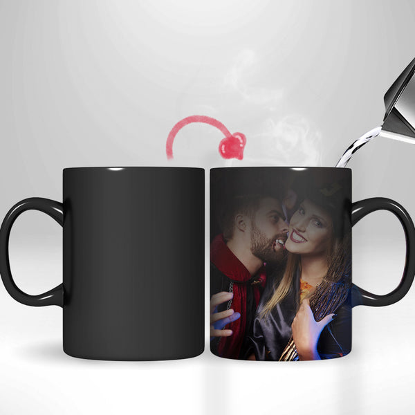Halloween Gifts For Couple Magic Mug Custom Photo Mug Personalized Coffee Mug Heat Changing Mug (11oz Magic Mug)