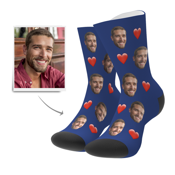 Custom Heart Socks With Your Text- MyFaceSocksUK