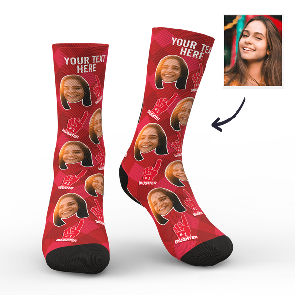 Custom #1 Daughter Fan Socks With Your Text - Myfacesocksuk