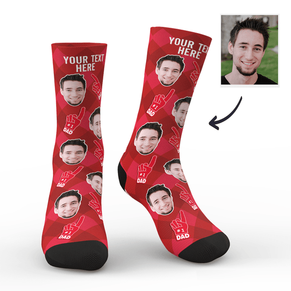 Valentine's Gifts Custom #1 Dad Fan Photo Socks - Funny Face Socks Personalised Face Socks For Father