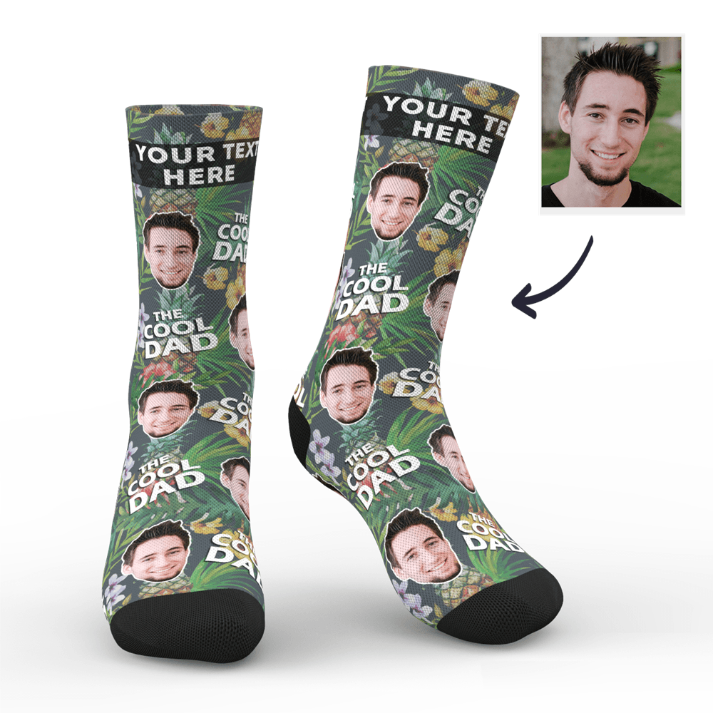 Valentine's Gifts Custom Cool Dad Tropical Photo Socks - Funny Face Socks Personalised Photo Socks Gifts