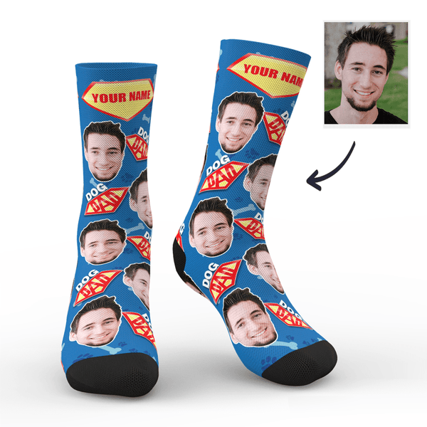 Valentine's Gifts Custom Dog Dad Photo Socks - Funny Face Socks Personalised Gifts For Him