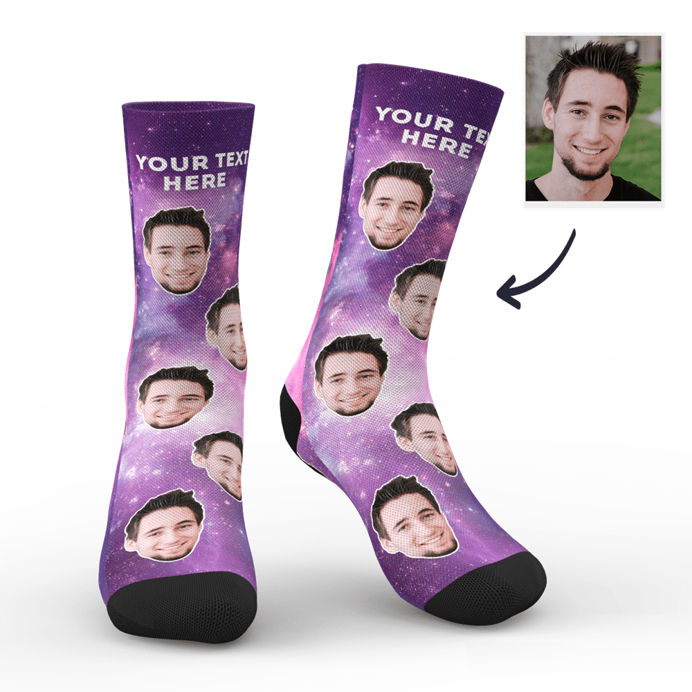 Valentine's Gifts Custom Galaxy Photo Socks - Funny Face Socks
