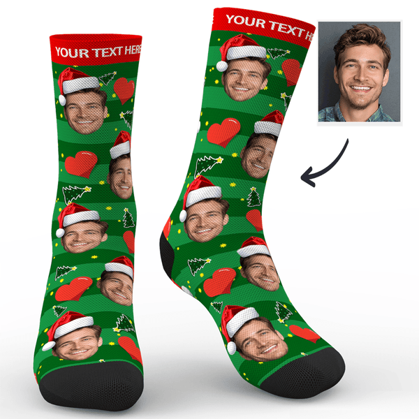 Custom Face Happy Socks Christmas Heart