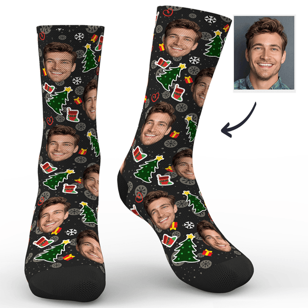Custom Face Socks Christmas Tree Hero
