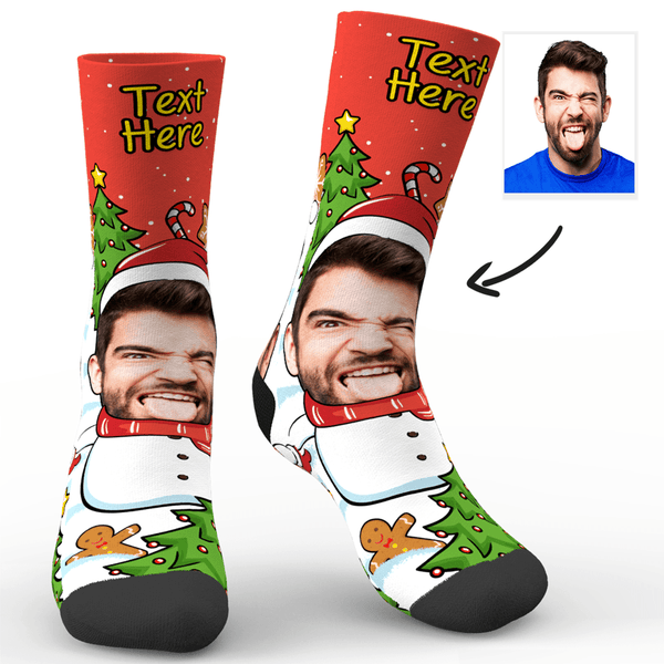 Custom Face Socks Christmas Snowman Socks