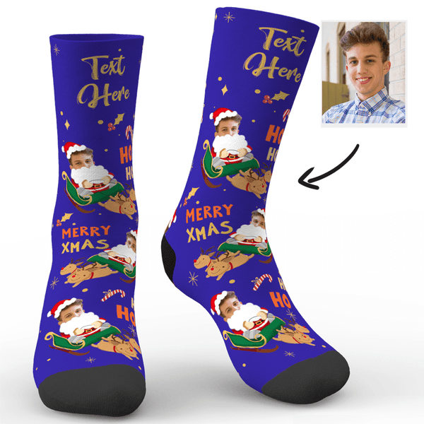 Custom Face Socks Funny Face Socks Photo Socks Santa Claus Sled Socks Christmas gift