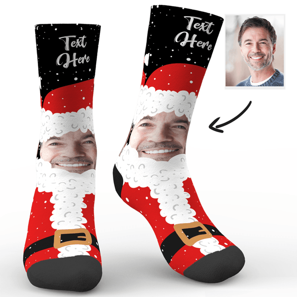 Valentine's Gifts Custom Face Socks Santa Claus Socks With Your Text- Personalized Gifts.