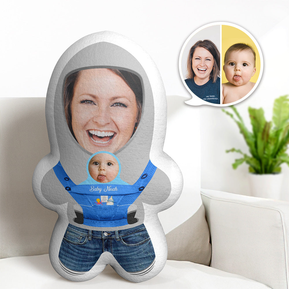 Custom Mother and Baby's Face Minime Throw Pillow Personalized Photo Gift for Her - Myphotomugs