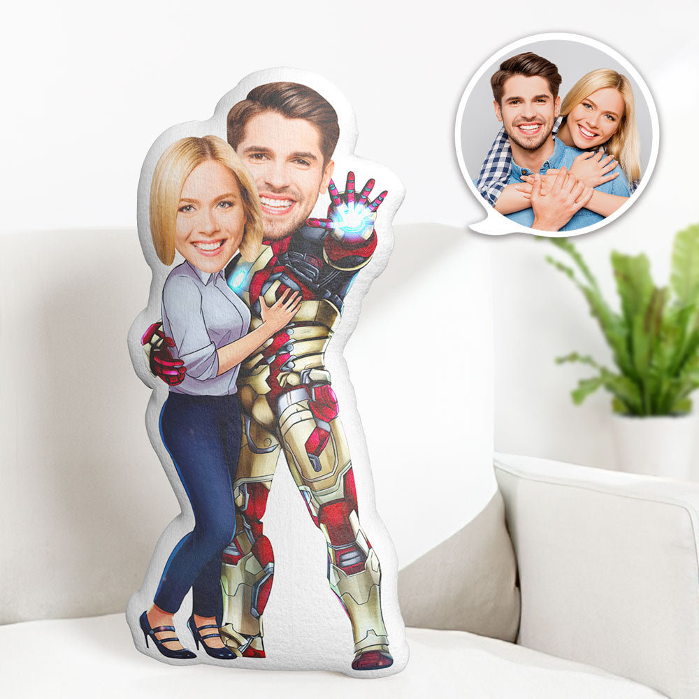 Valentine's Day Gift Custom Photo Pillow Personalized Face Pillow You Are My Superhero Iron Man Pillow Gift for Him - Myphotomugs