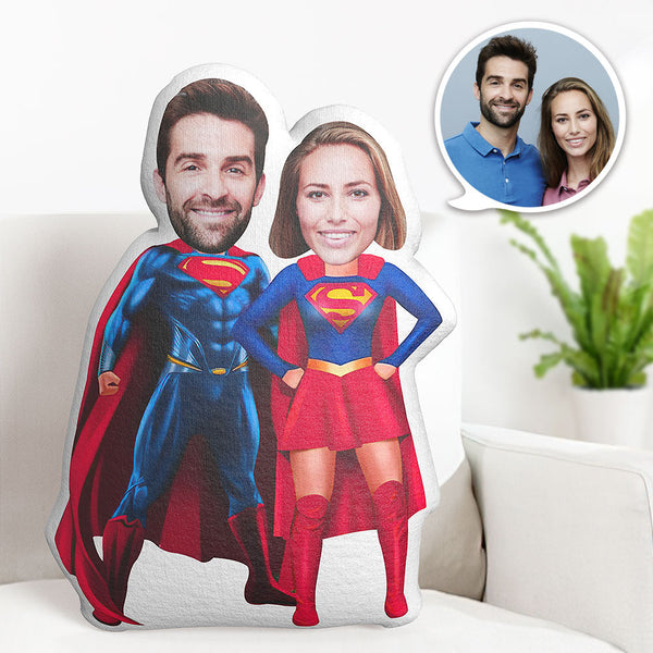 Valentine's Day Gifts Custom Superhero Pillow Personalized Face Pillow Customized Mr. and Mrs. Superman Pillow - Myphotomugs