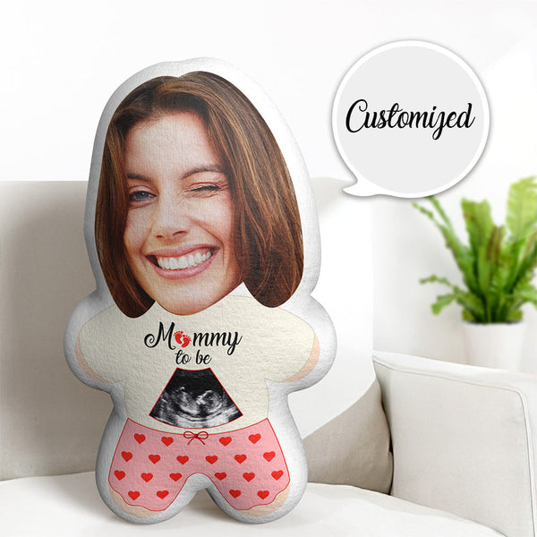 Custom Face Minime Throw Pillow Personalized Ultrasound Photo Gifts for Mom Doll - Myphotomugs